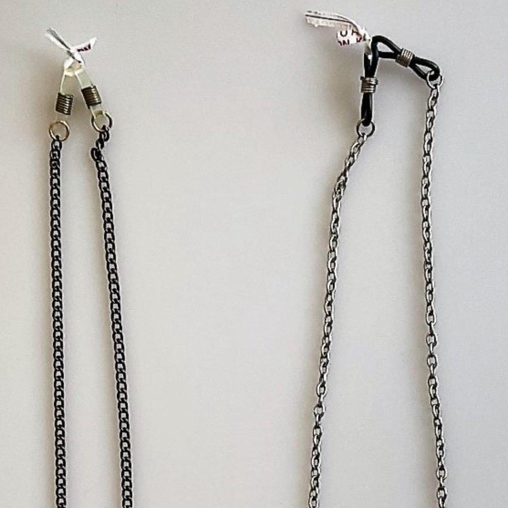 VTG Eyeglass Metal Chains Glasses Straps Black Silver - Picture 4 of 5